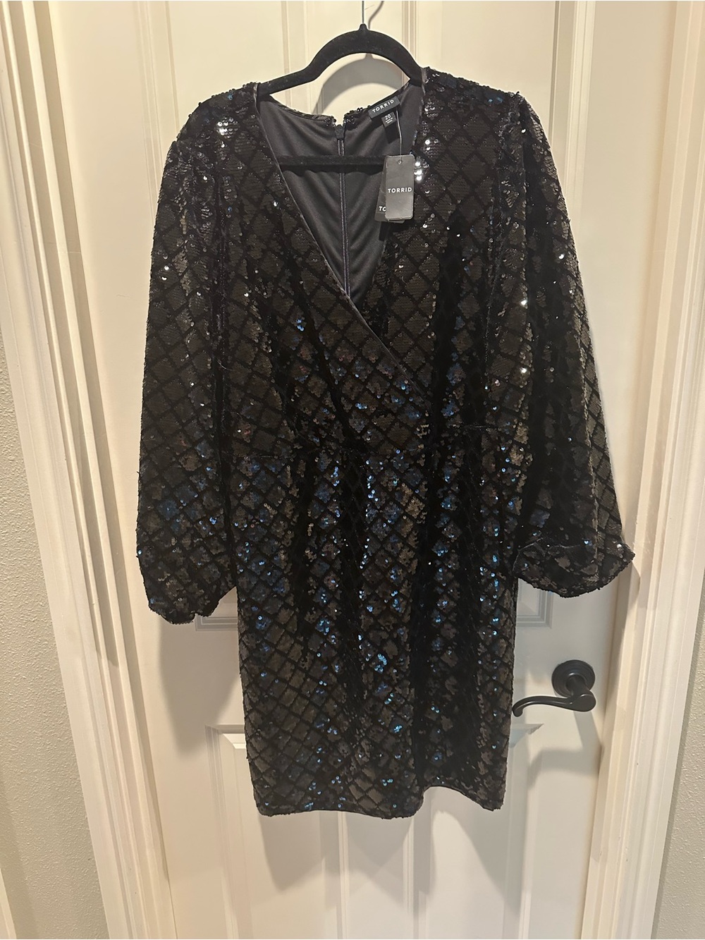 torrid Black Sequin Wrap-Front Mini Dress